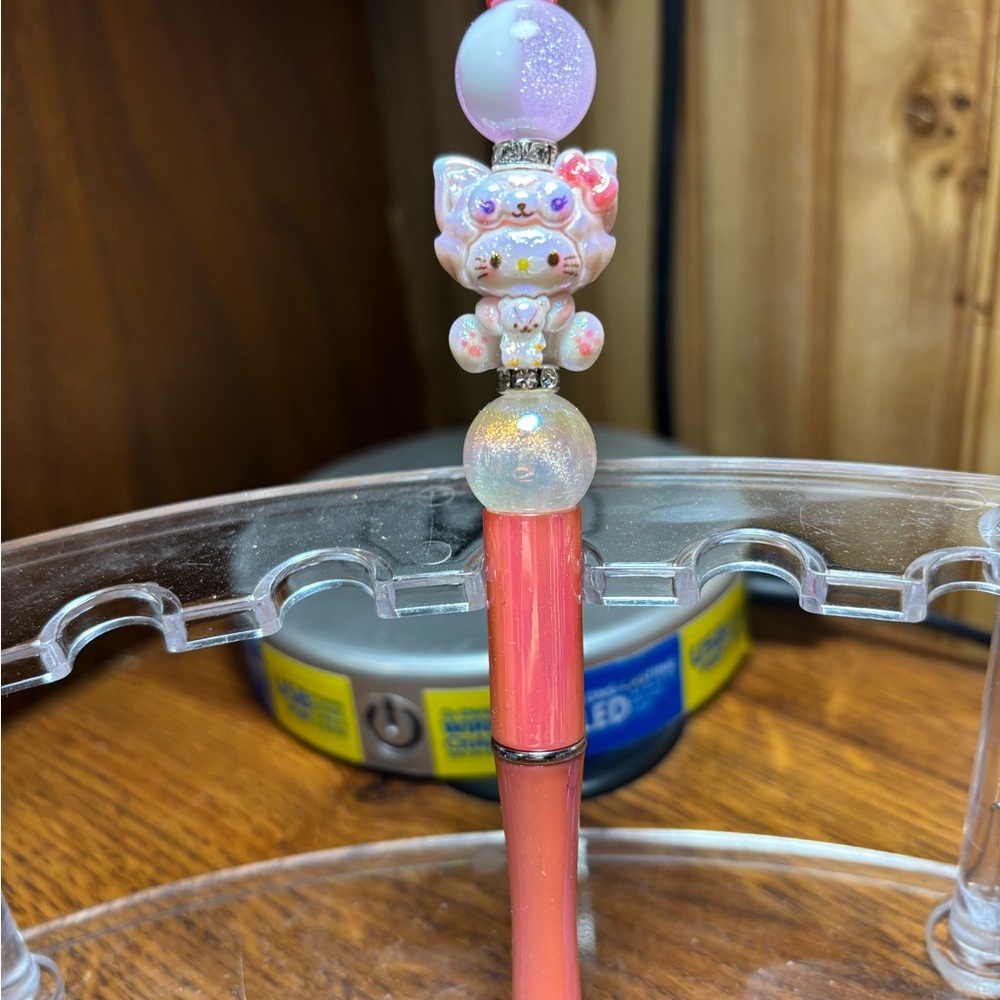 Cute Pink Cat Pen with Decorative Top